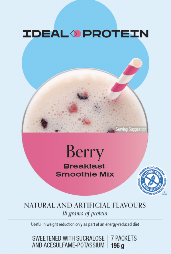 Ideal Protein box packaging indicating 7 smoothie packages per box.