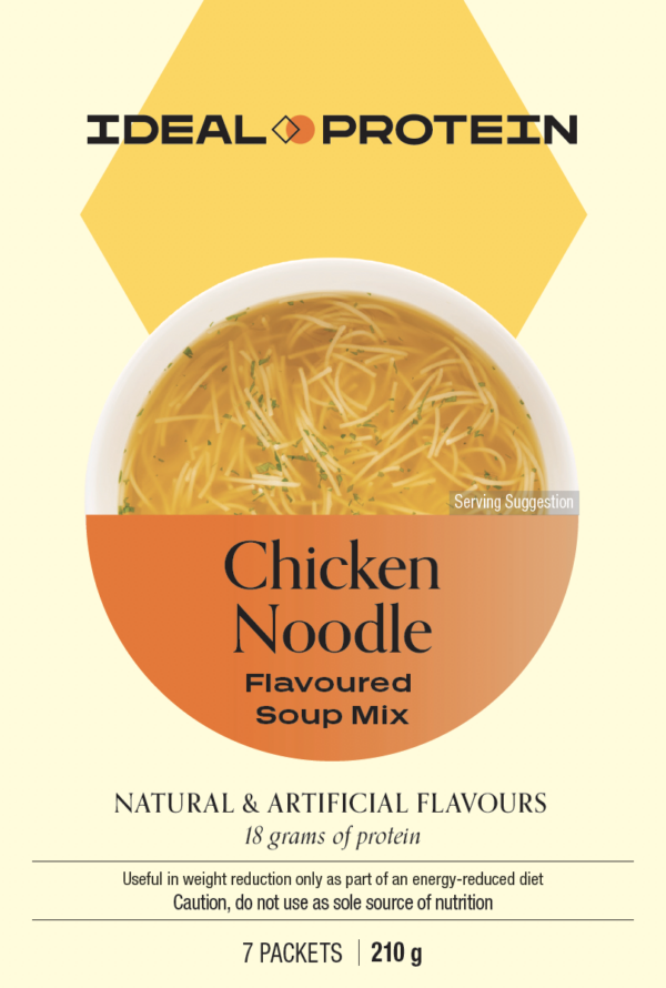 Box of Ideal Protein Chicken Noodle Soup – 7 high protein, low carb soups per box. For weight loss and maintenance support.