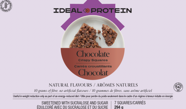 Box of Ideal Protein Chocolate Crispy Square – 7 high protein, low carb squares for weight loss support