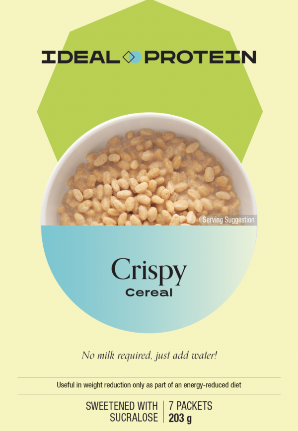 Box of Ideal Protein Crispy Cereal – 7 high protein, low carb servings for weight loss support.