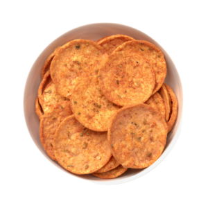 Ideal Protein Pizza Crisps in a bowl.