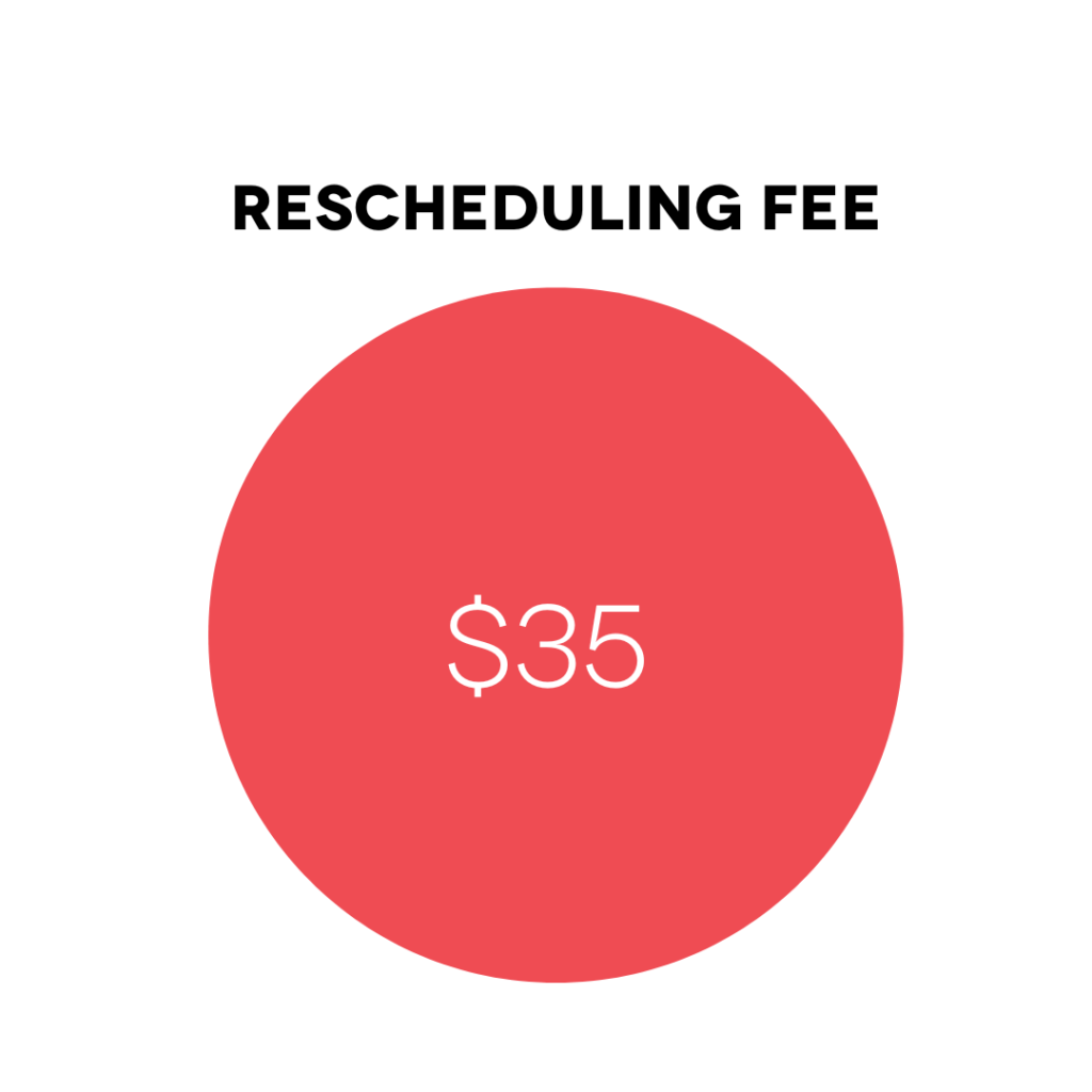 Rescheduling Fee VitalBody Online Ordering